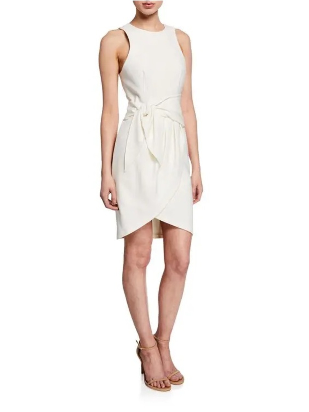 cinq a sept Cream Tie-Front Sleeveless Mini Dress